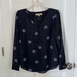 LOFT textured floral print blouse size S